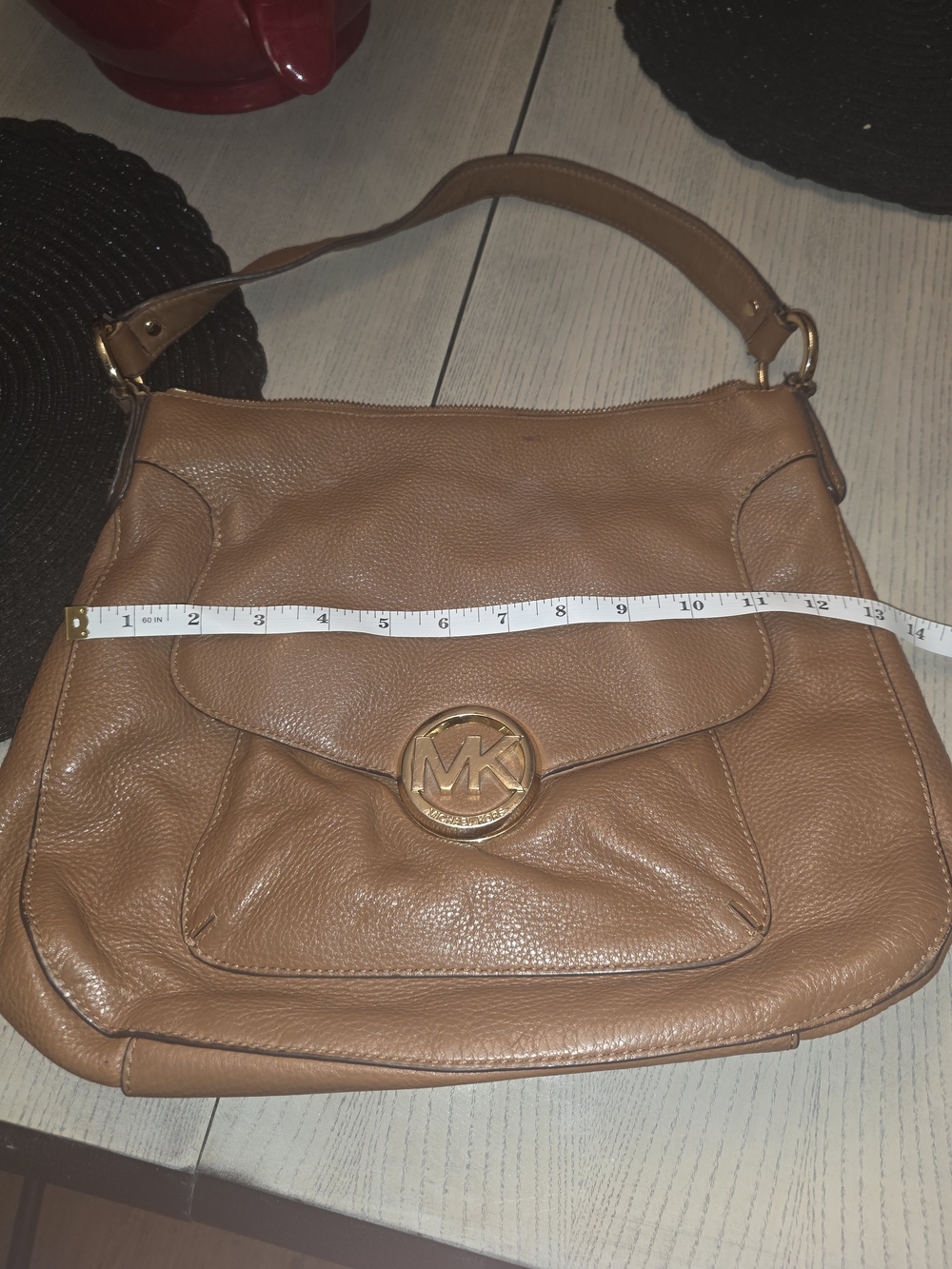 Michael Kors Tan Leather Shoulder Bag with Gold Logo